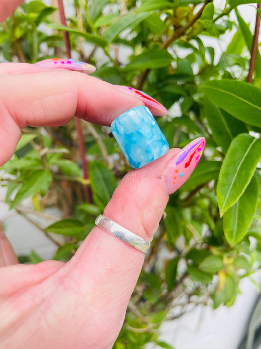 Baby Blu Crackle Acrylic Dreadlock Bead