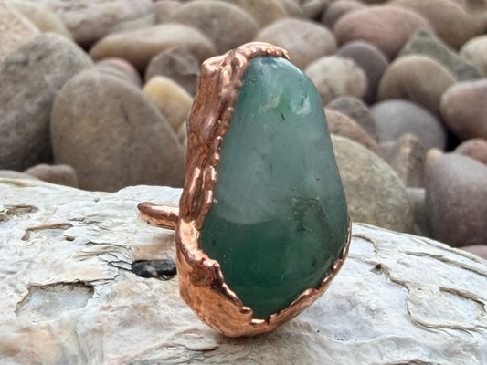 8mm Floating Green Aventurine Dreadlock Ring