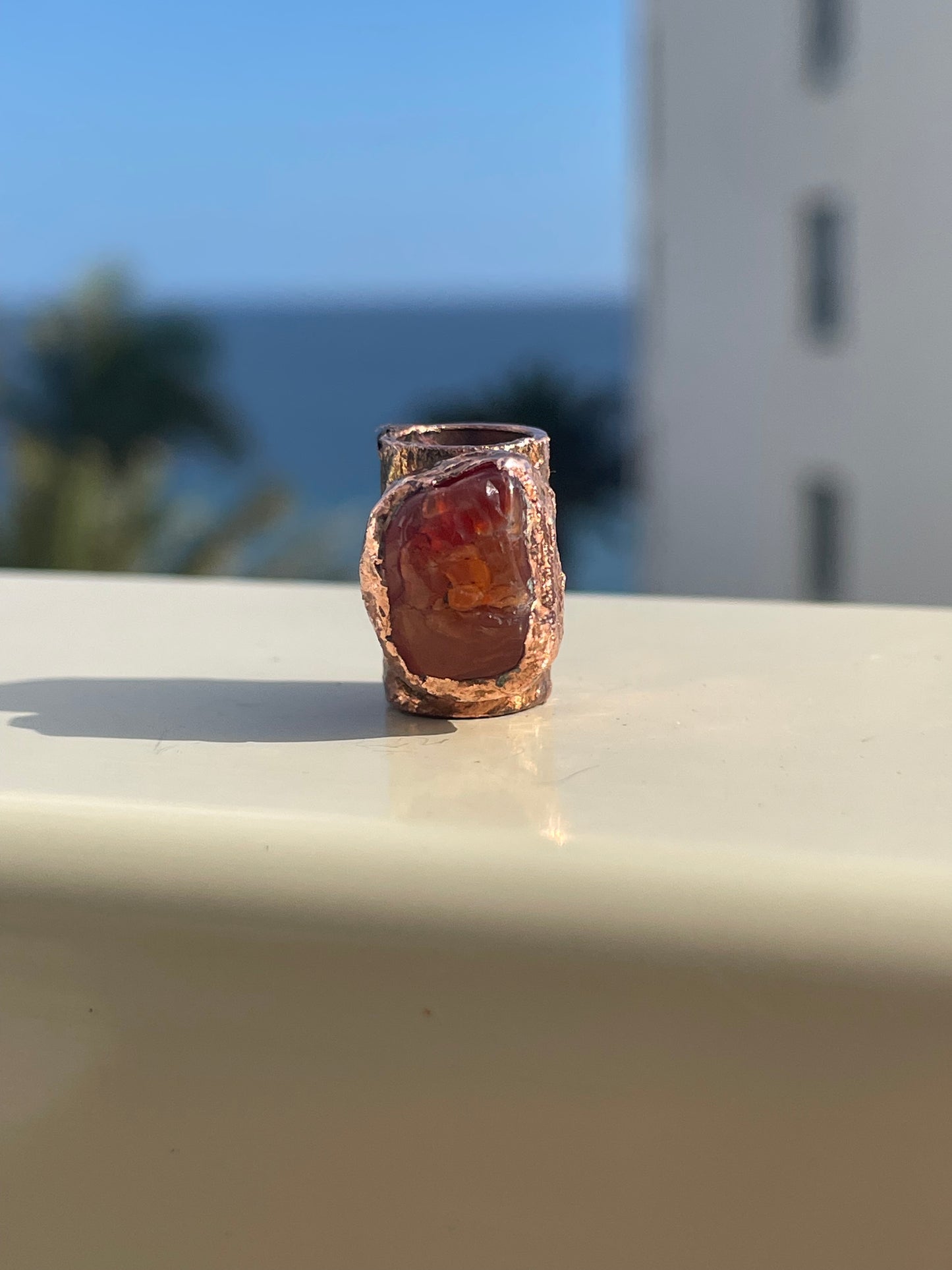 Raw Carnelian Copper Bead