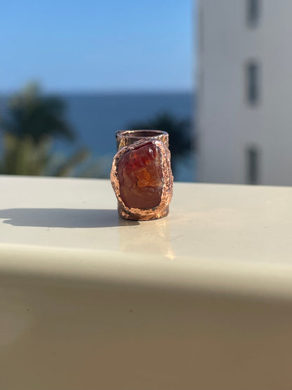 Raw Carnelian Copper Bead