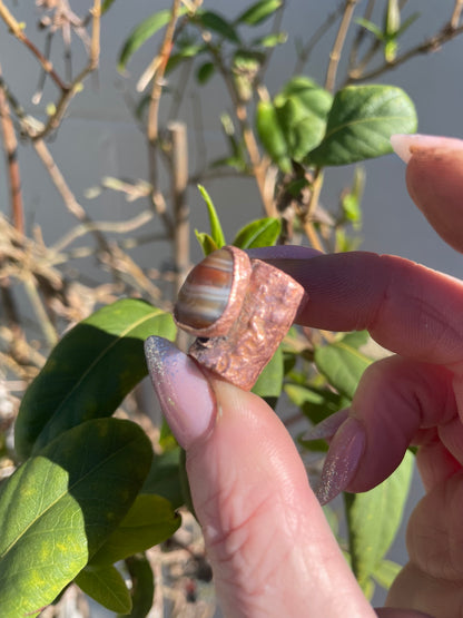 Banded Agate Copper Bead 15mm