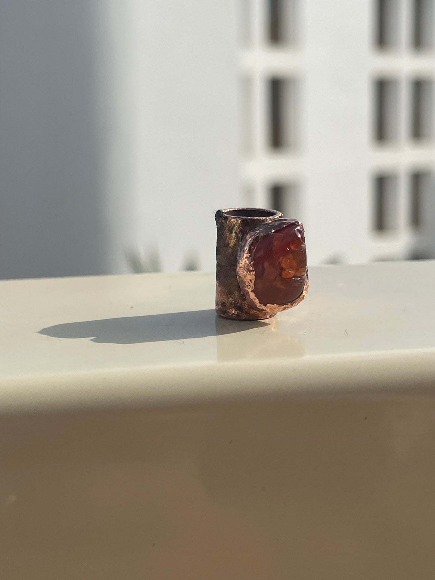 Raw Carnelian Copper Bead