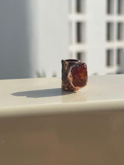 Raw Carnelian Copper Bead