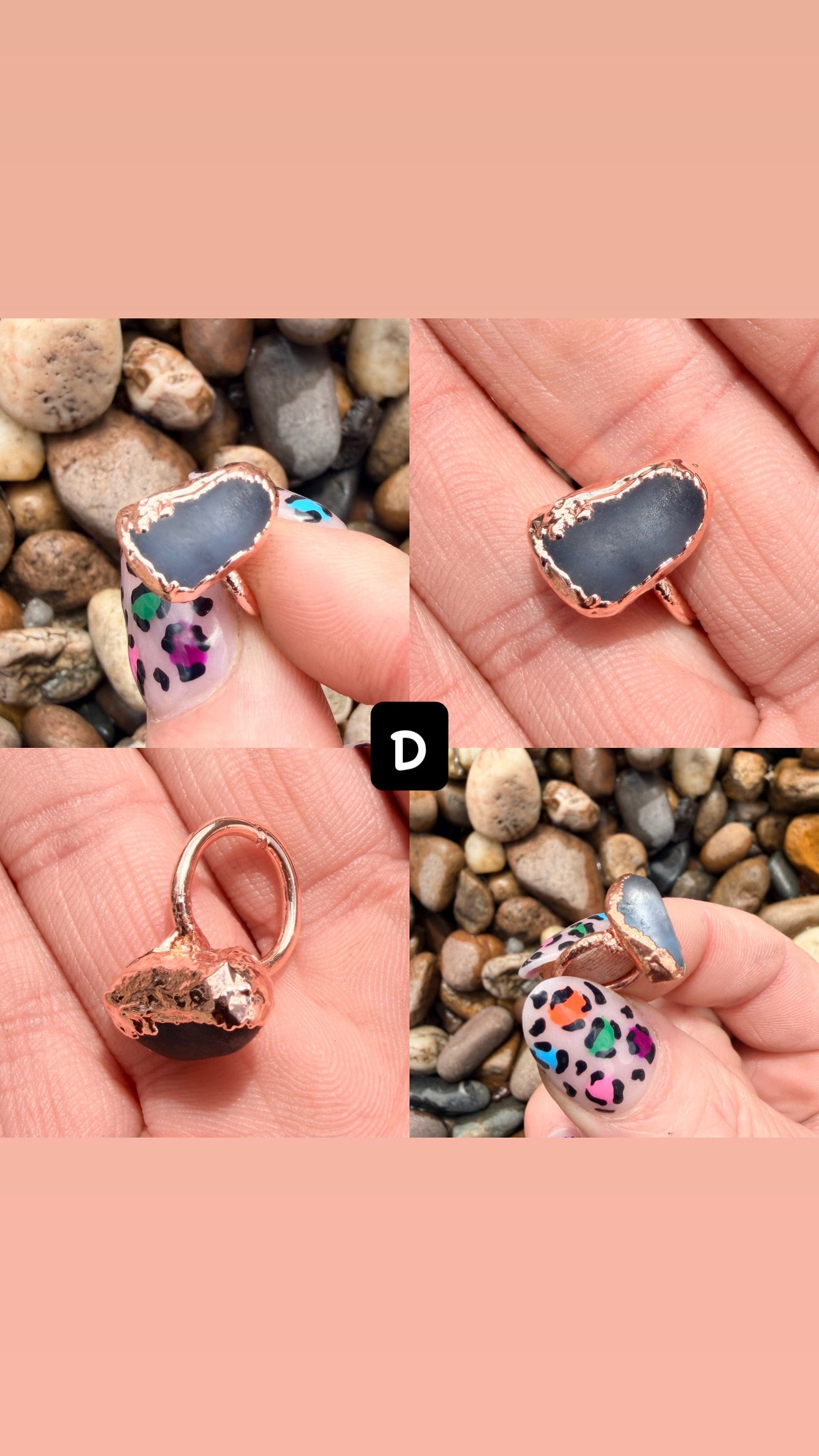 Blue Sea Glass Copper Ring Collection