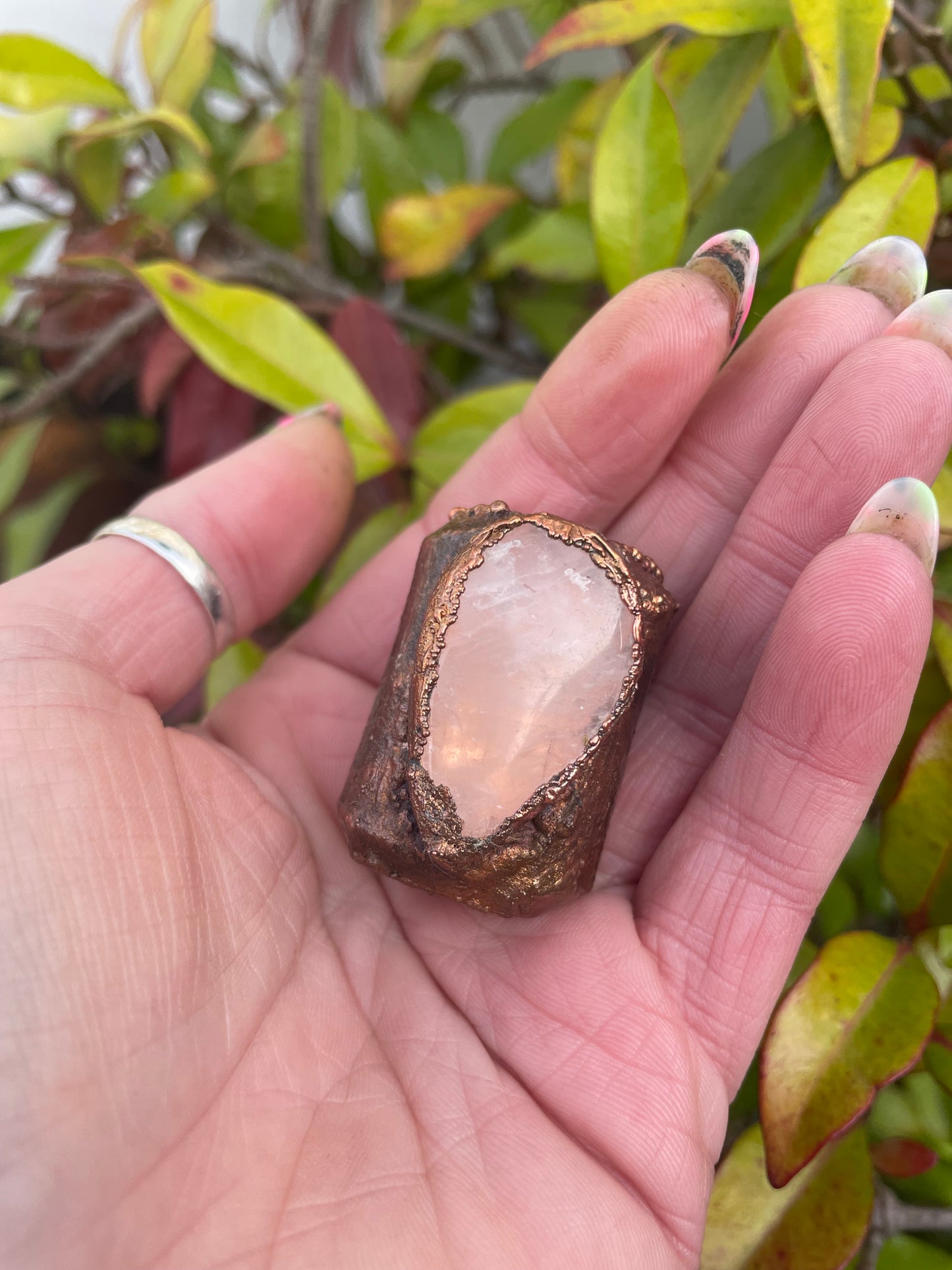 Statement Chunky Rose Quartz Copper Bead