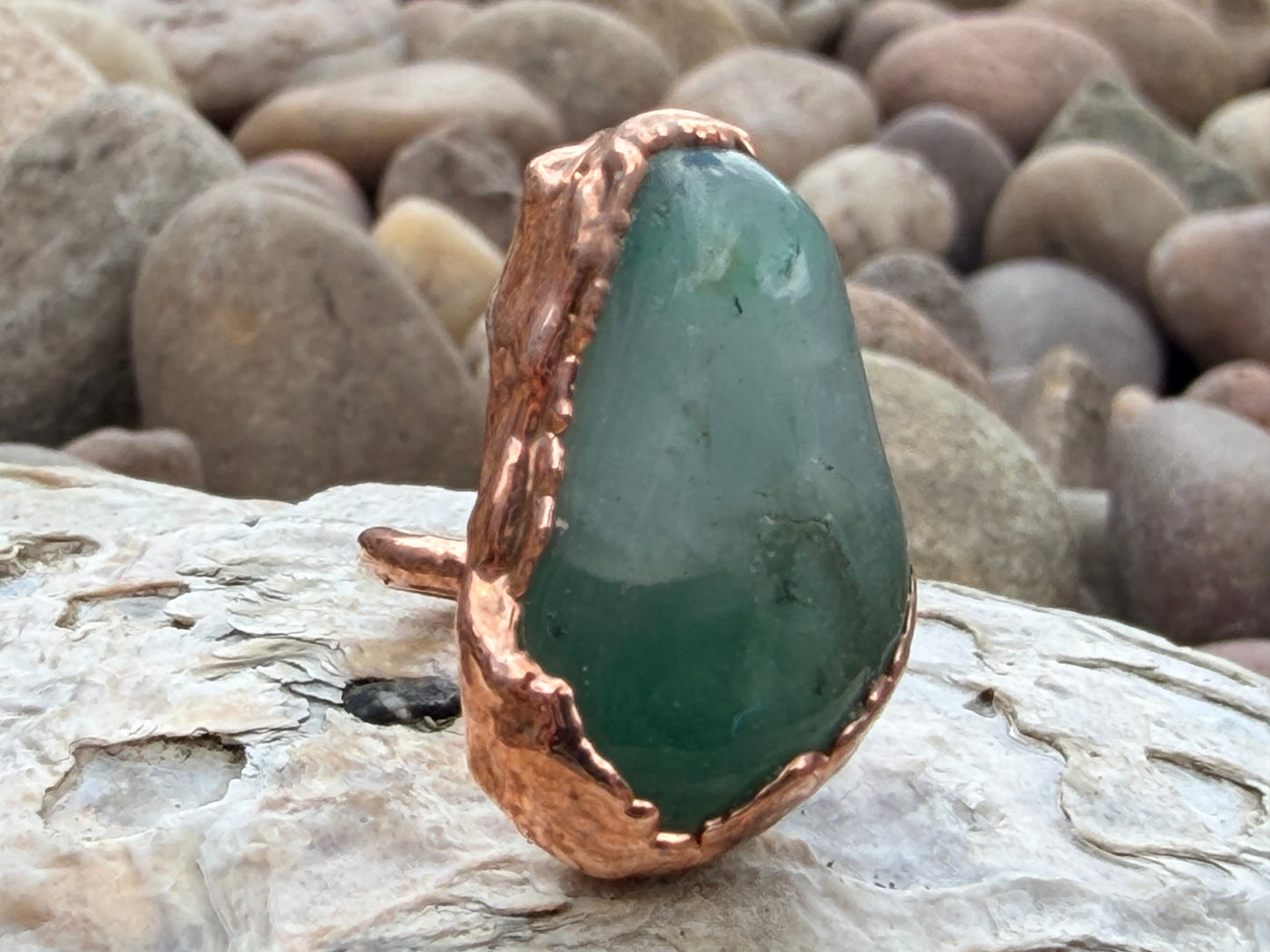 8mm Floating Green Aventurine Dreadlock Ring