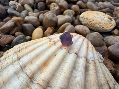 6mm Little Lilac Dyed Sea Glass Copper Ring