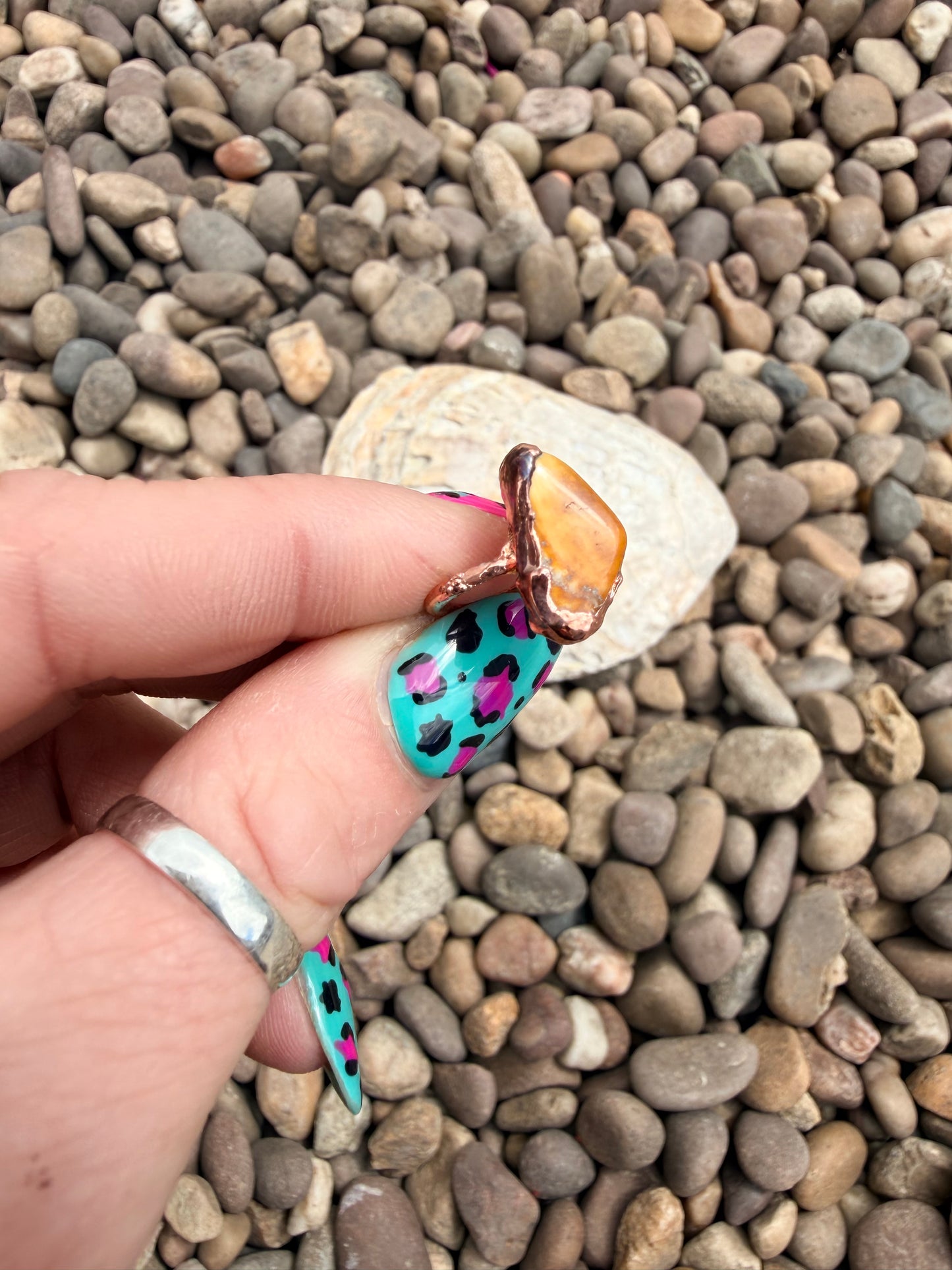 8mm Floating Yellow Jasper Dreadlock Ring