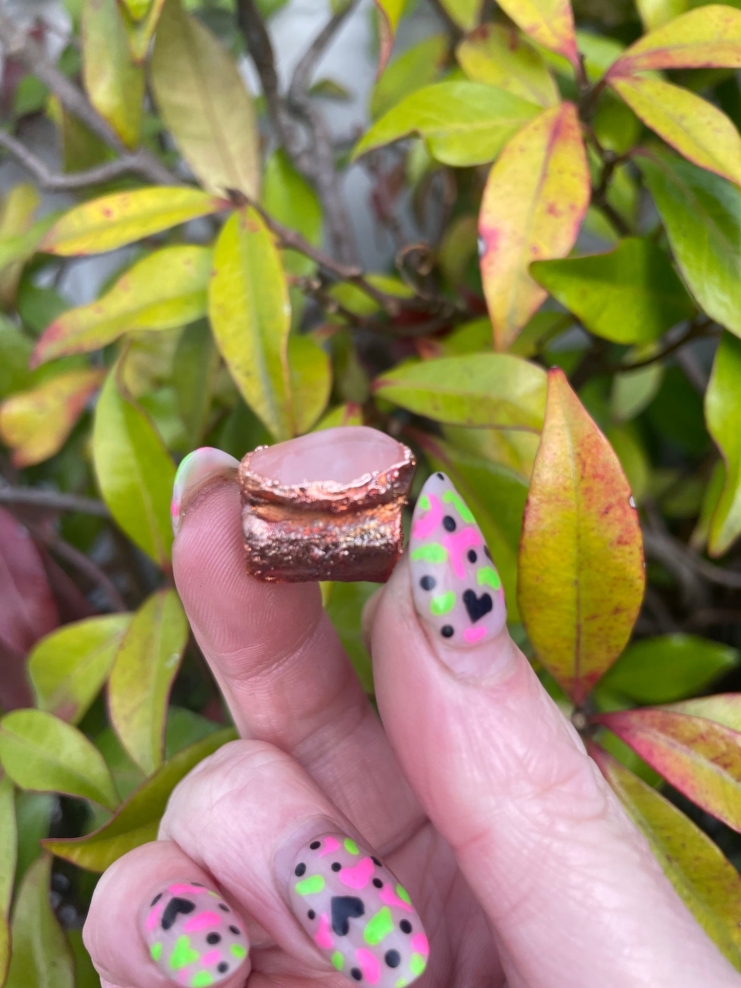 Mini Rose Quartz Copper Bead