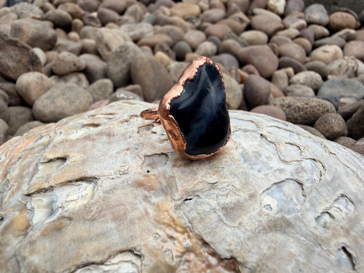 8mm Floating Black Agate Dreadlock Ring