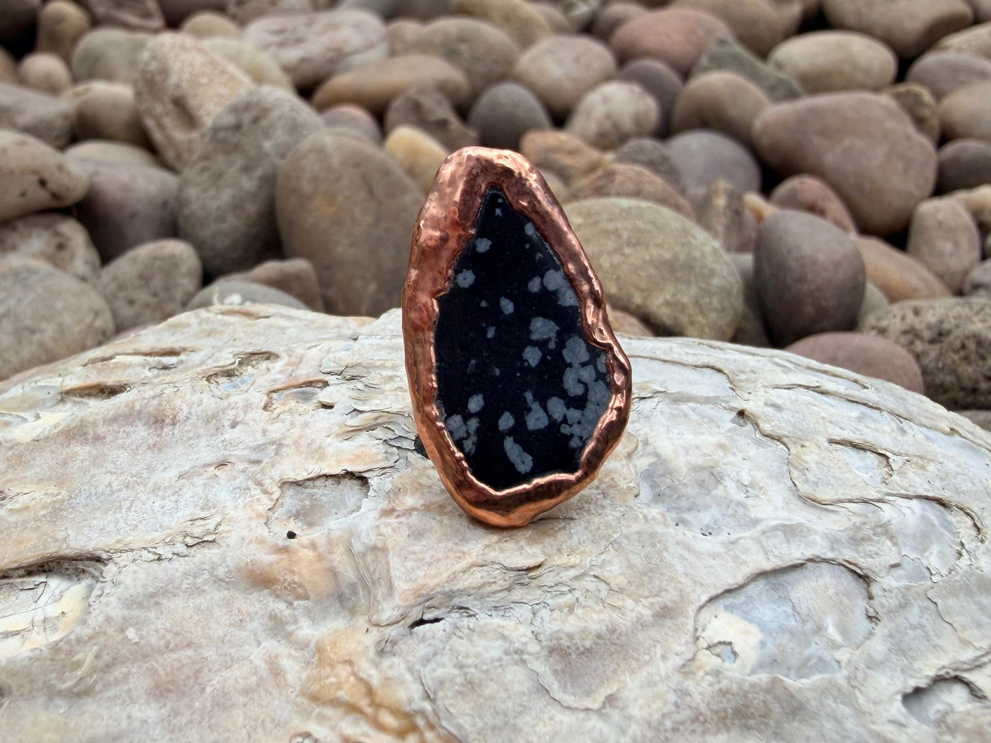 8mm Floating Snowflake Obsidian Dreadlock Ring