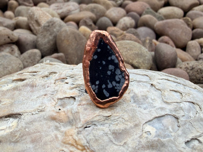 8mm Floating Snowflake Obsidian Dreadlock Ring