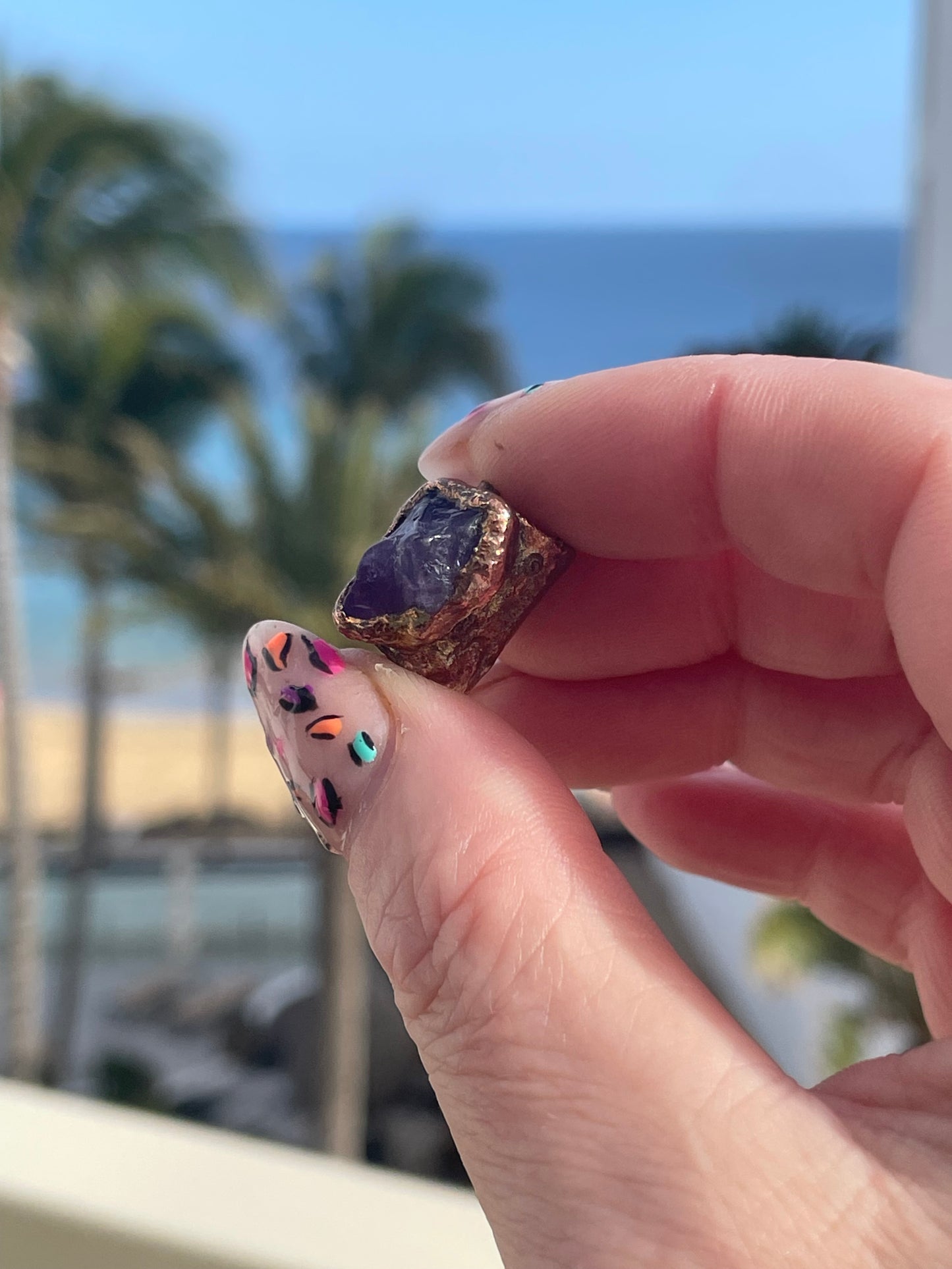 Violet Amethyst Copper Bead