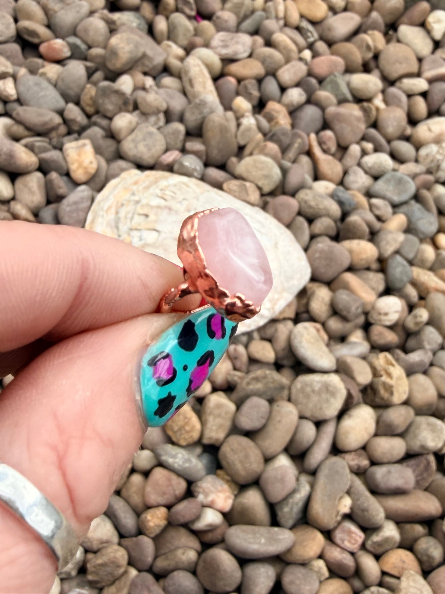 6mm Floating Rose Quartz Dreadlock Ring