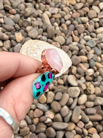 6mm Floating Rose Quartz Dreadlock Ring