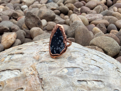 8mm Floating Snowflake Obsidian Dreadlock Ring