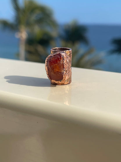 Raw Carnelian Copper Bead