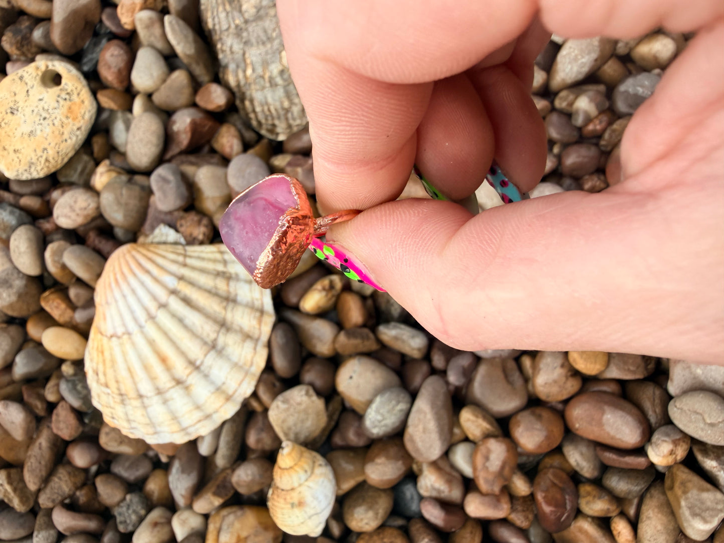 8mm Pink Sea Glass Dreadlock Ring
