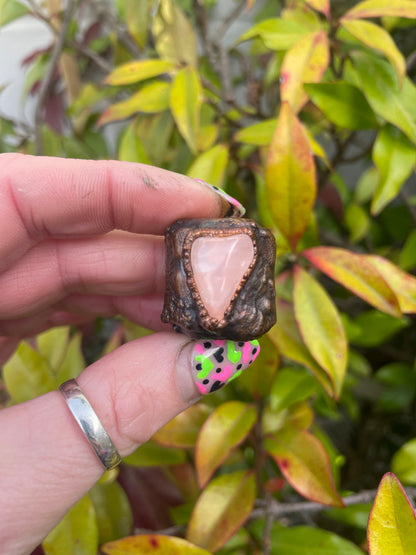 Chunky Rose Quartz Copper Bead