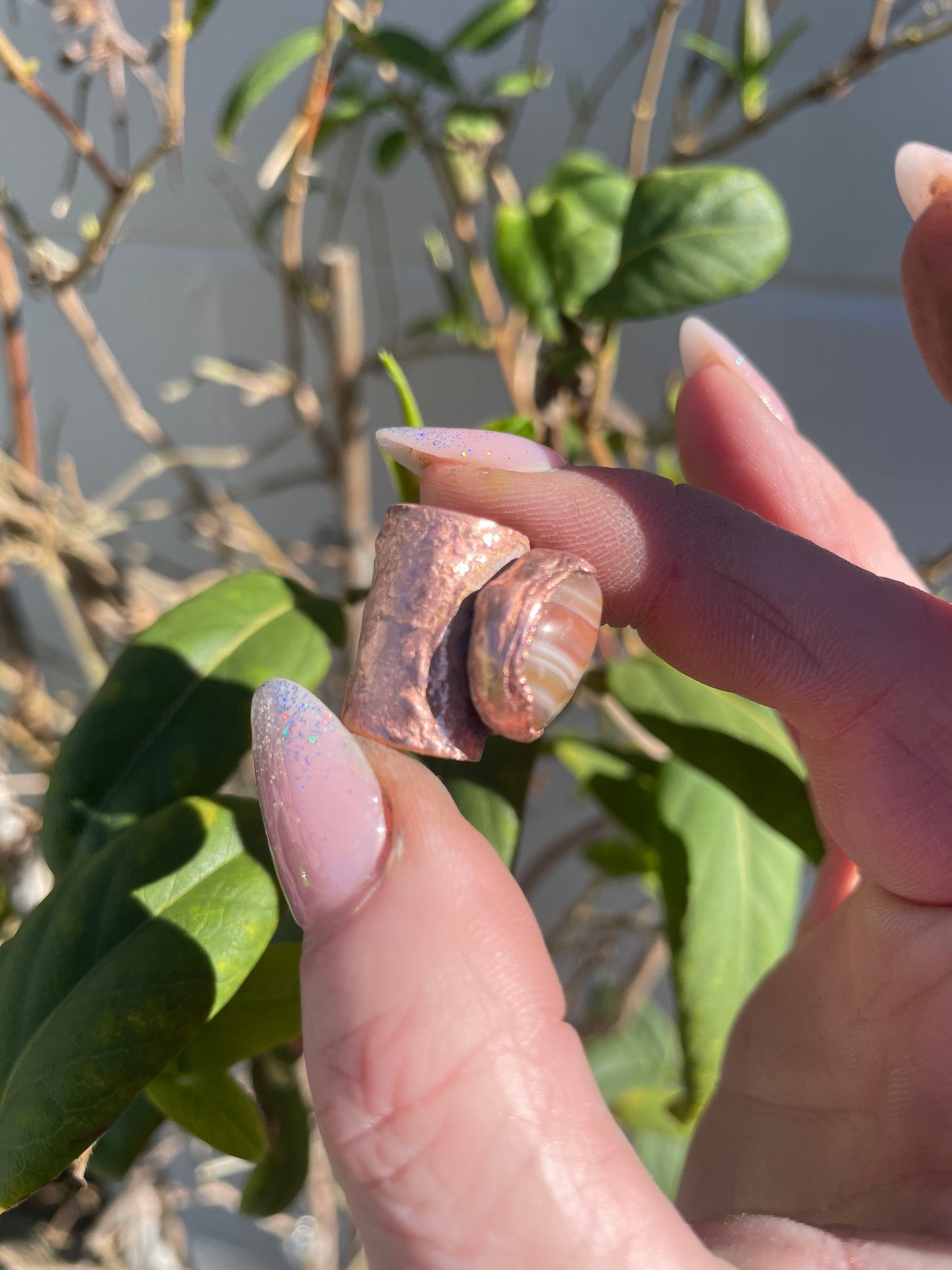 Banded Agate Copper Bead 15mm