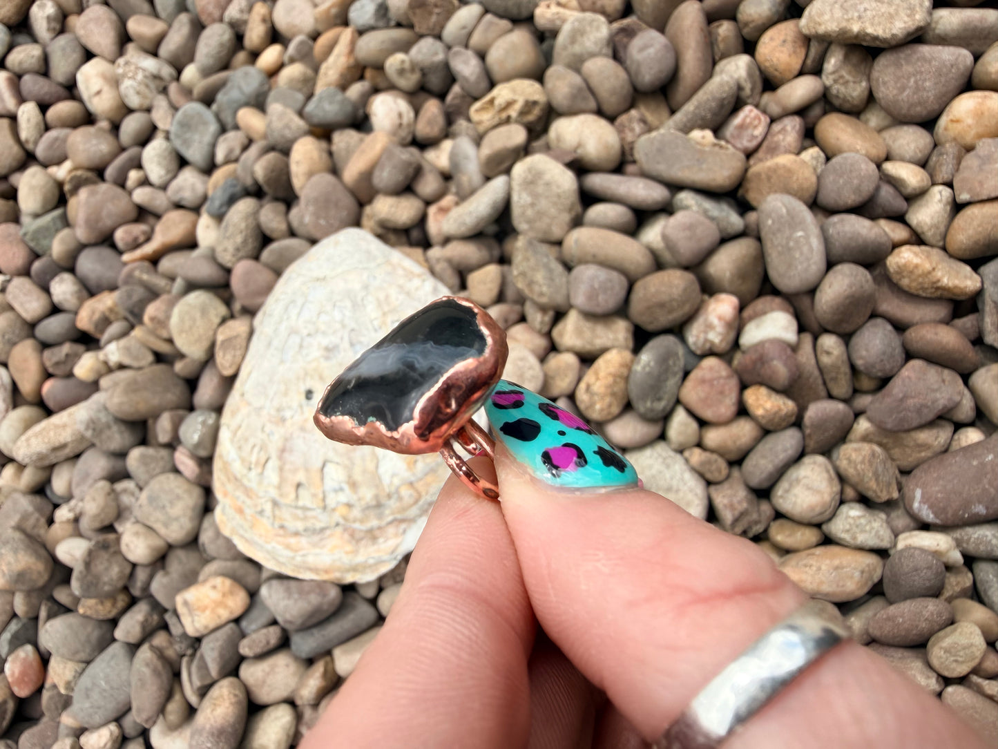 8mm Floating Black Agate Dreadlock Ring