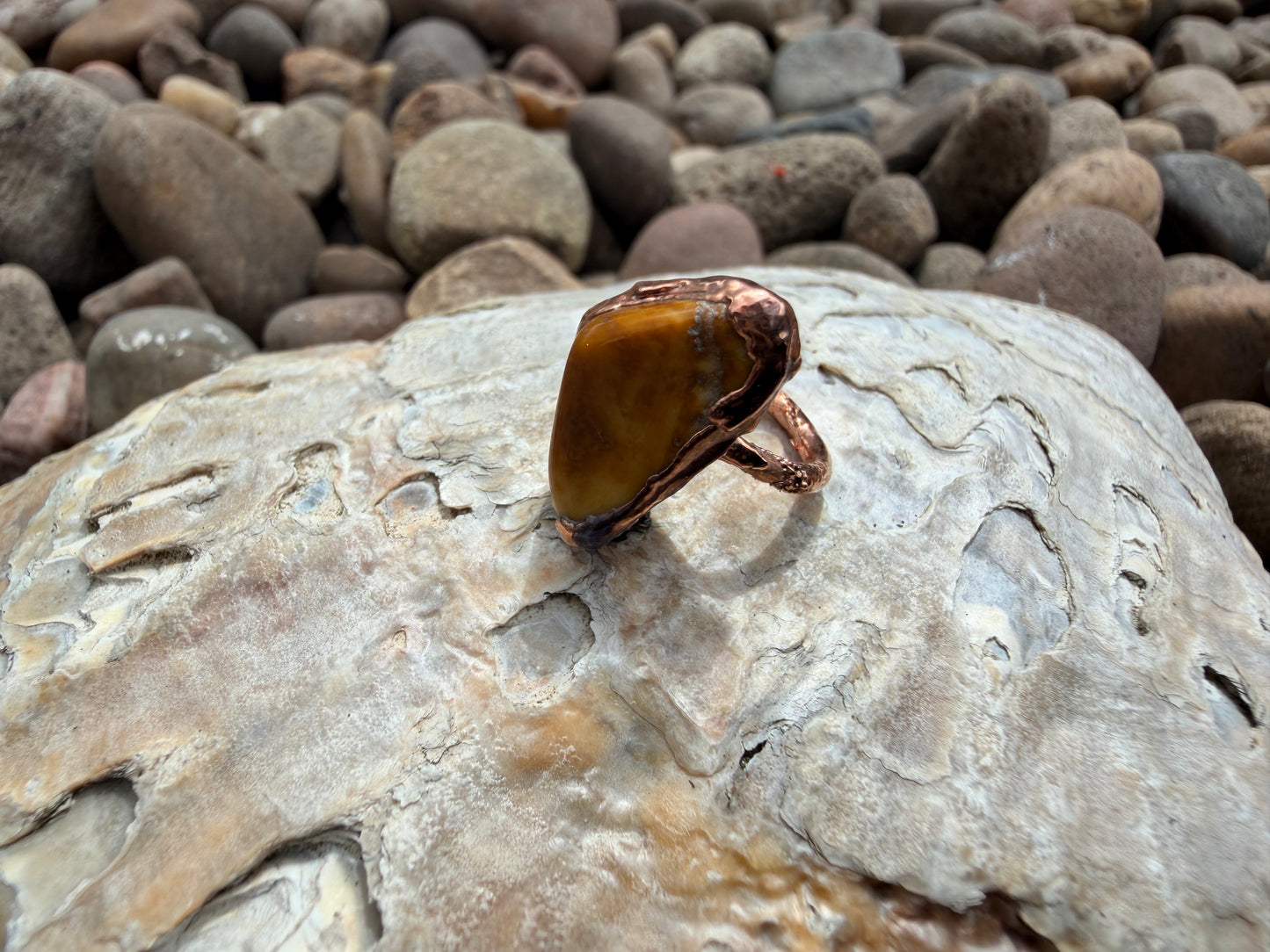 8mm Floating Yellow Jasper Dreadlock Ring