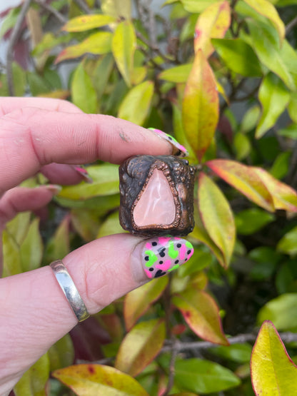 Chunky Rose Quartz Copper Bead
