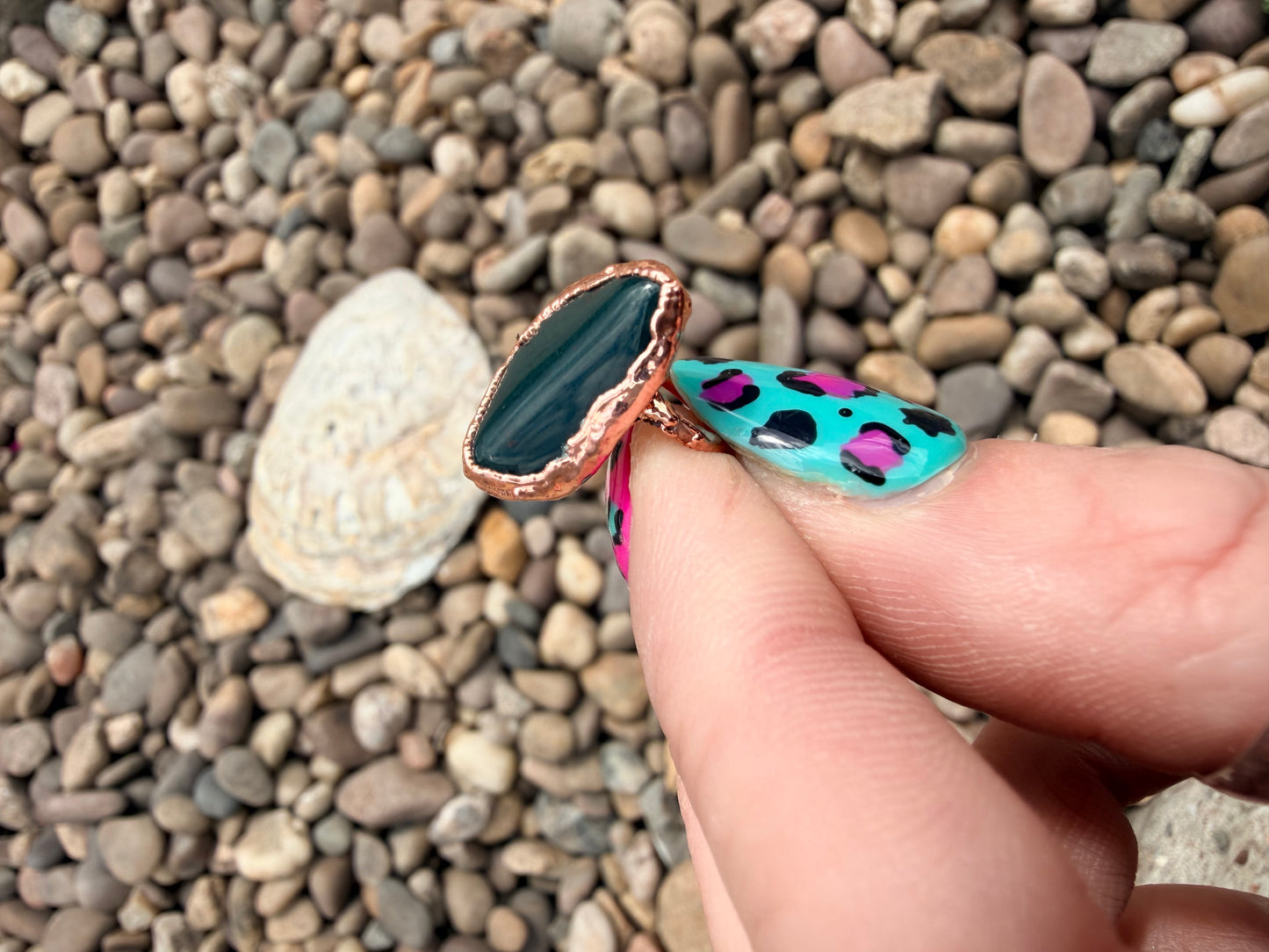 6mm Floating Dragon Blood Stone Dreadlock Ring