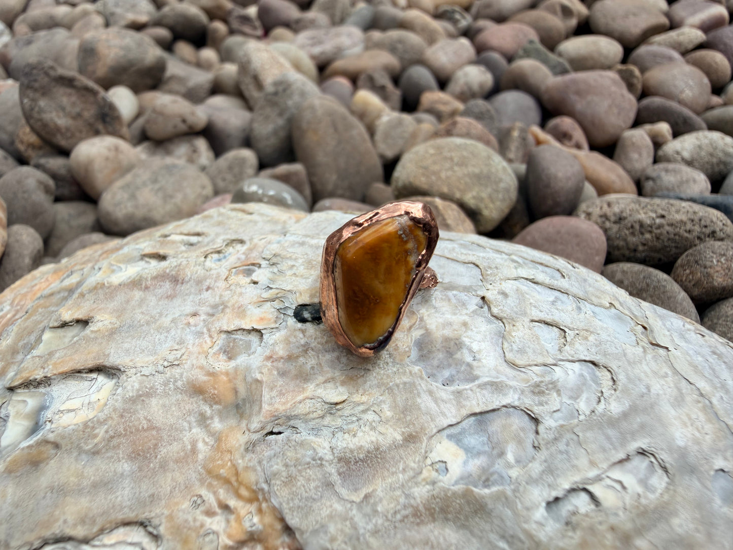 8mm Floating Yellow Jasper Dreadlock Ring