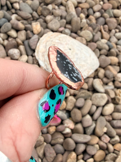 8mm Floating Snowflake Obsidian Dreadlock Ring