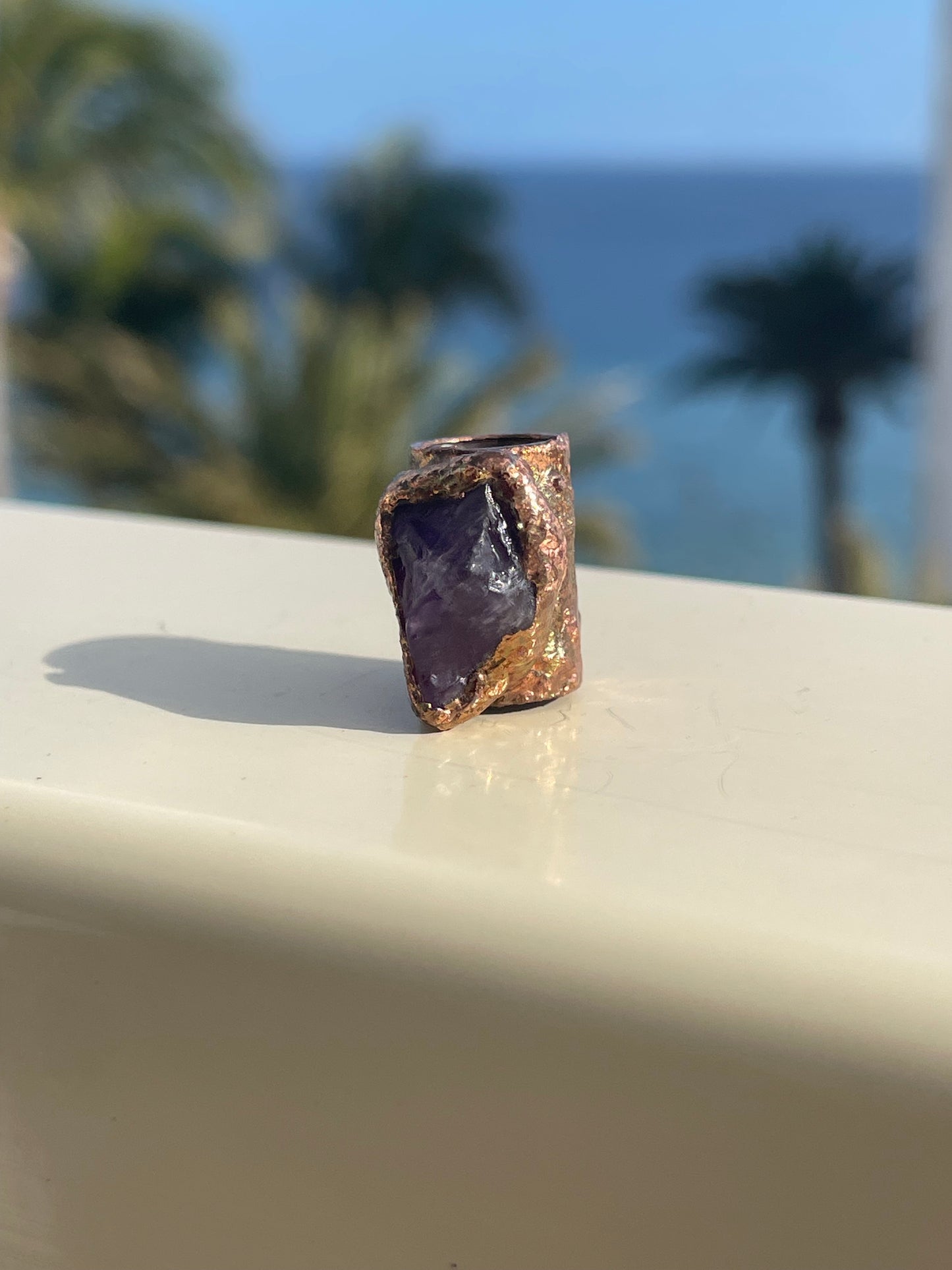 Violet Amethyst Copper Bead