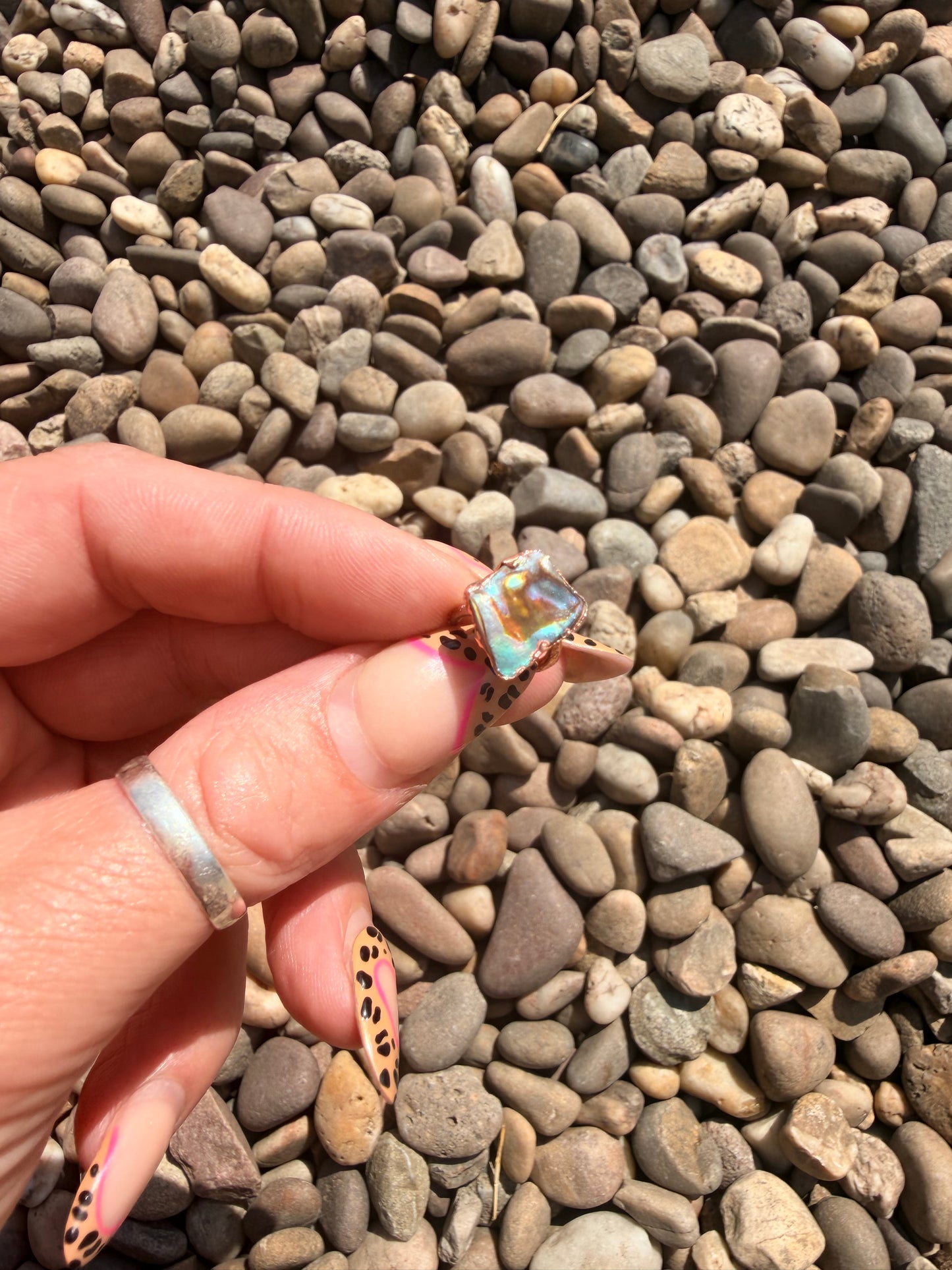 10mm Floating Abalone shell copper dreadlock ring