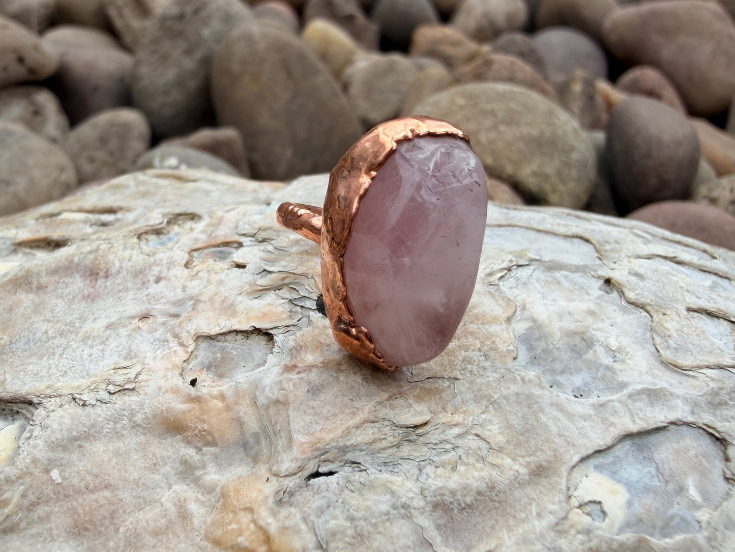 6mm Floating Rose Quartz Dreadlock Ring