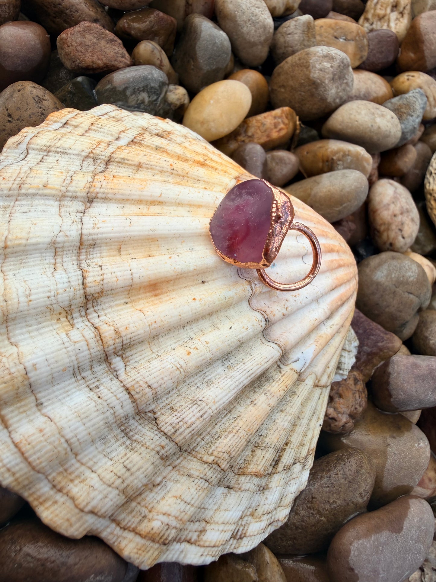 8mm Pink Sea Glass Dreadlock Ring
