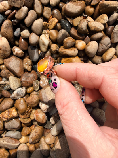 Yellow Sea Glass Copper 8mm Ring