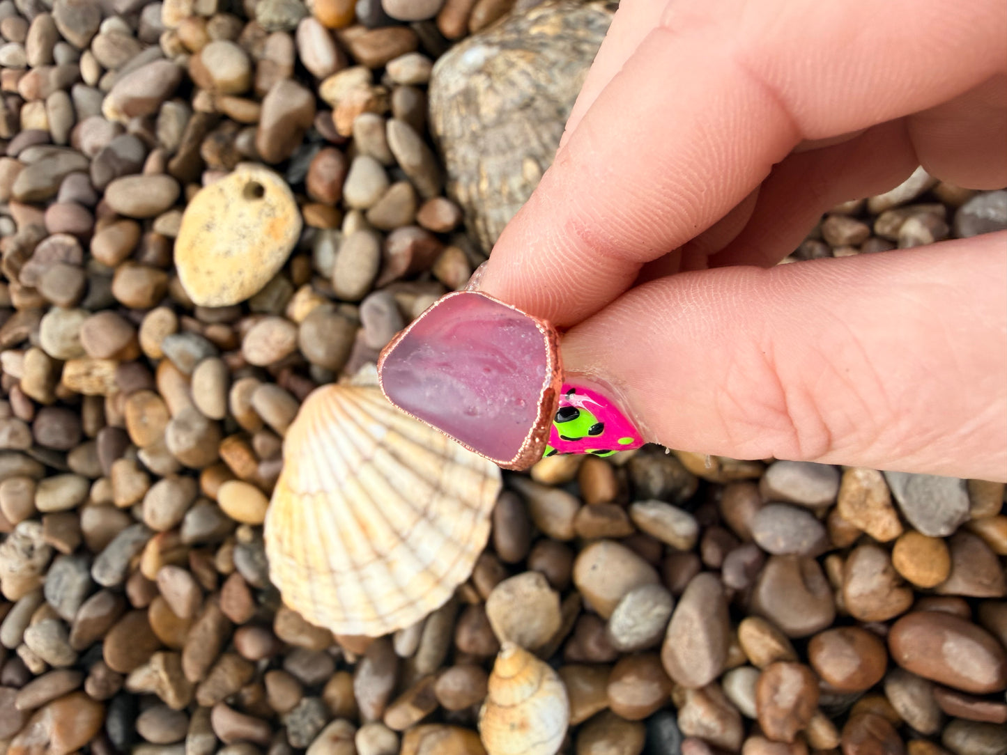 8mm Pink Sea Glass Dreadlock Ring