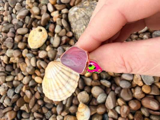 8mm Pink Sea Glass Dreadlock Ring