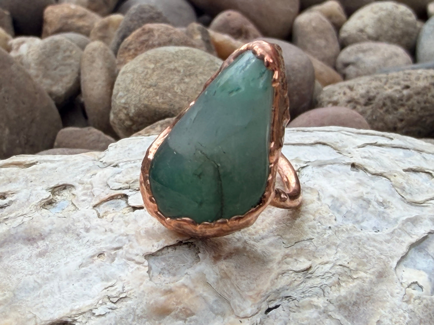 8mm Floating Green Aventurine Dreadlock Ring