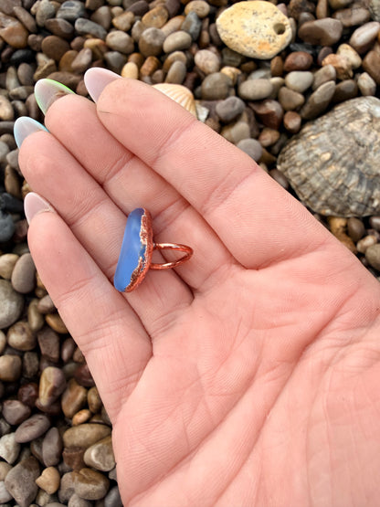 8mm Blue Dyed Copper Dreadlock Ring
