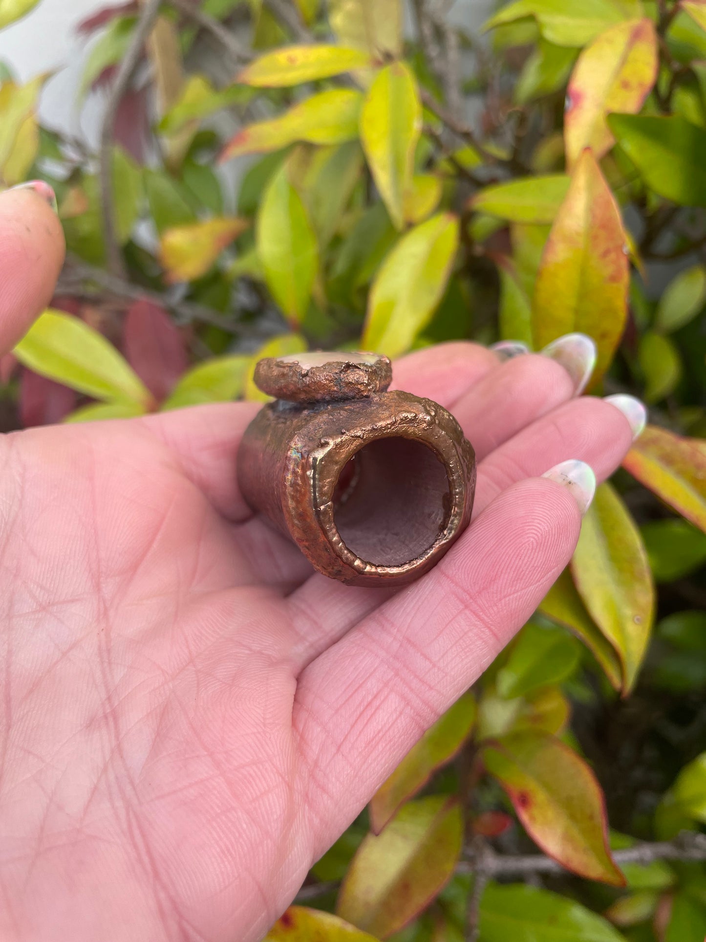 Statement Chunky Rose Quartz Copper Bead
