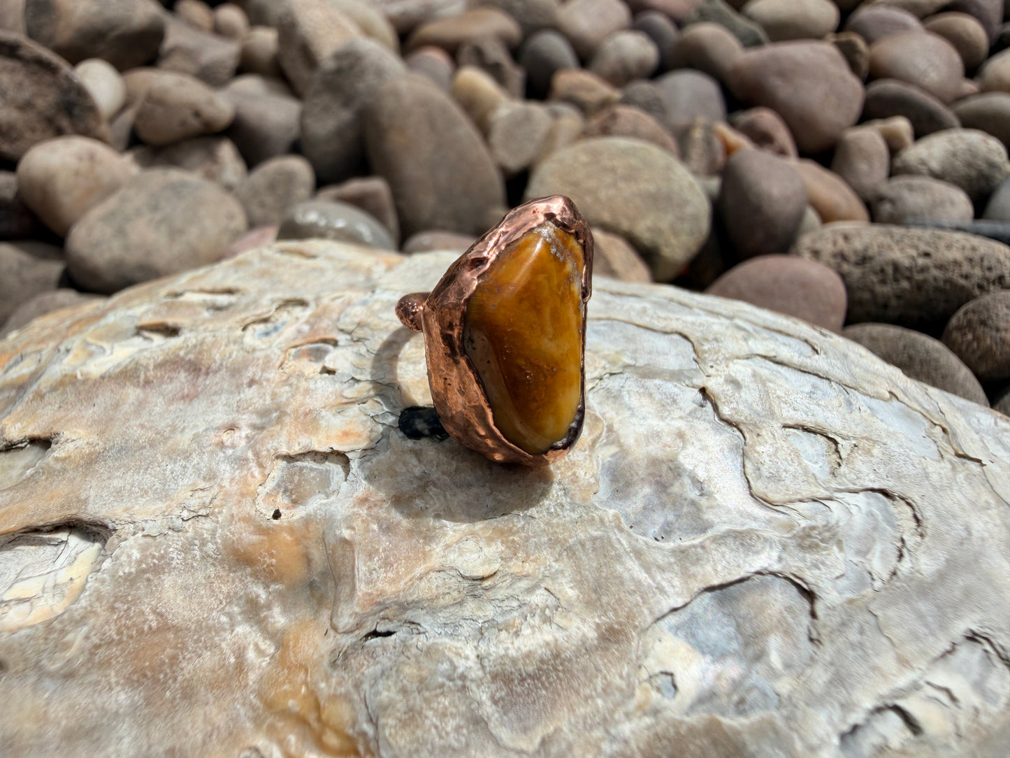 8mm Floating Yellow Jasper Dreadlock Ring