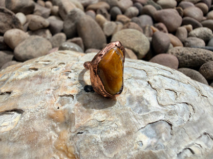 8mm Floating Yellow Jasper Dreadlock Ring