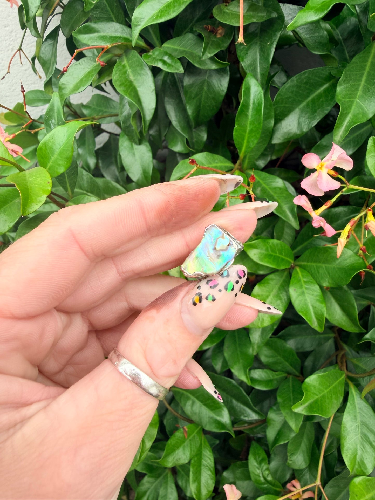 8mm “Ow” abalone shell bead