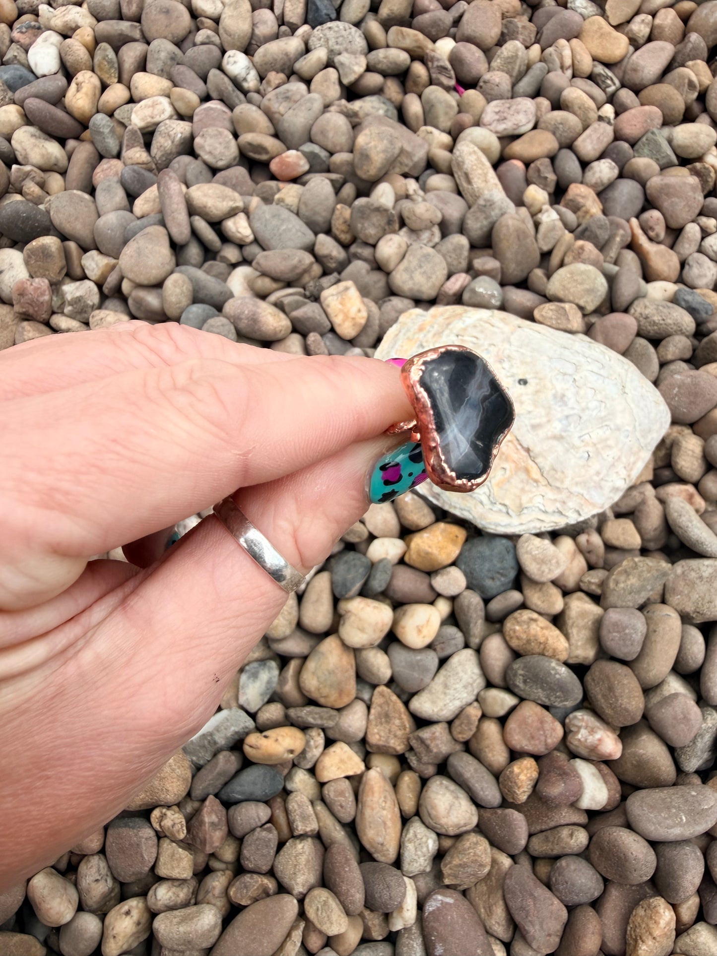 8mm Floating Black Agate Dreadlock Ring