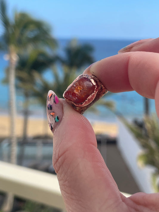 Raw Carnelian Copper Bead