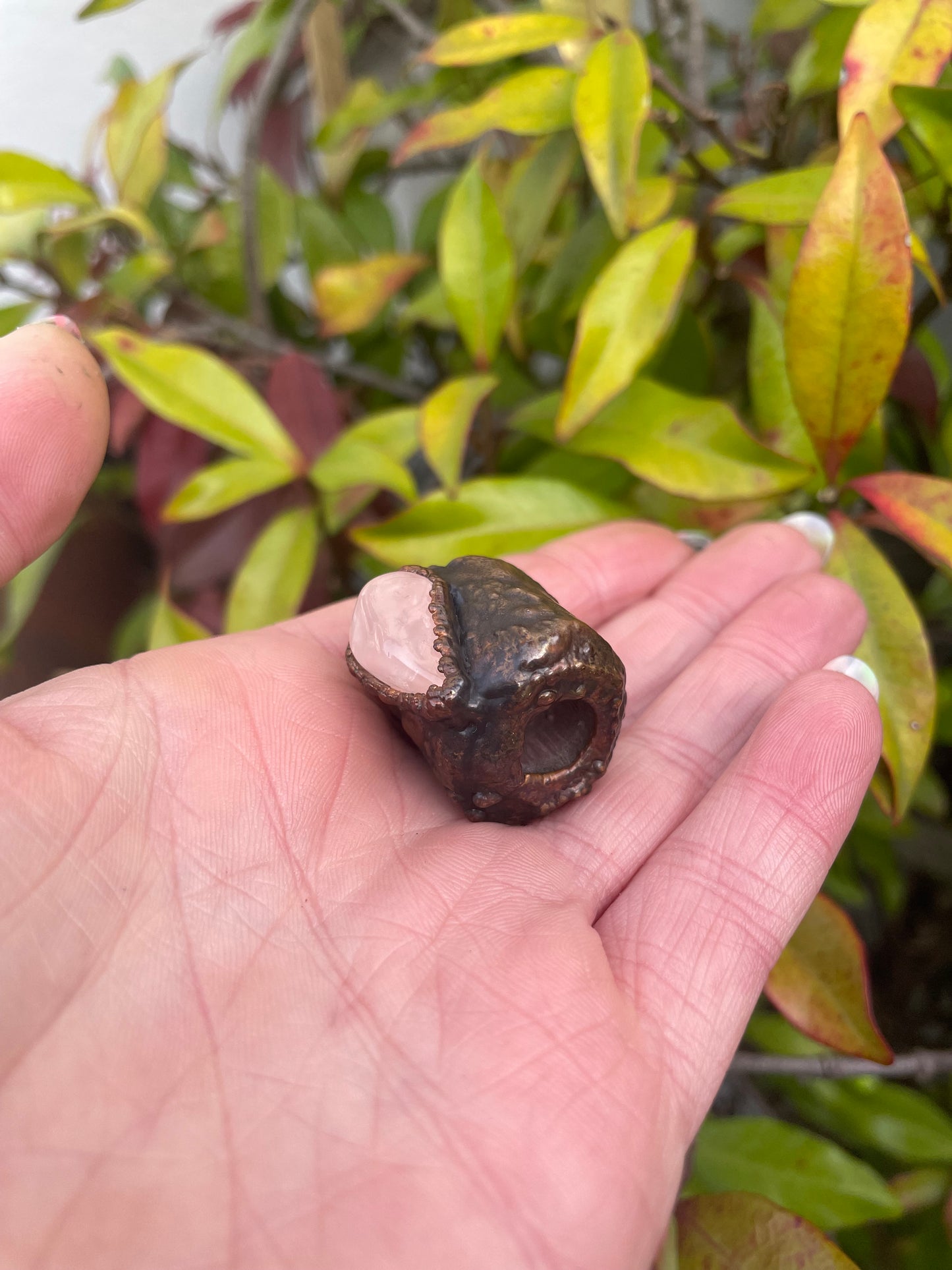 Chunky Rose Quartz Copper Bead