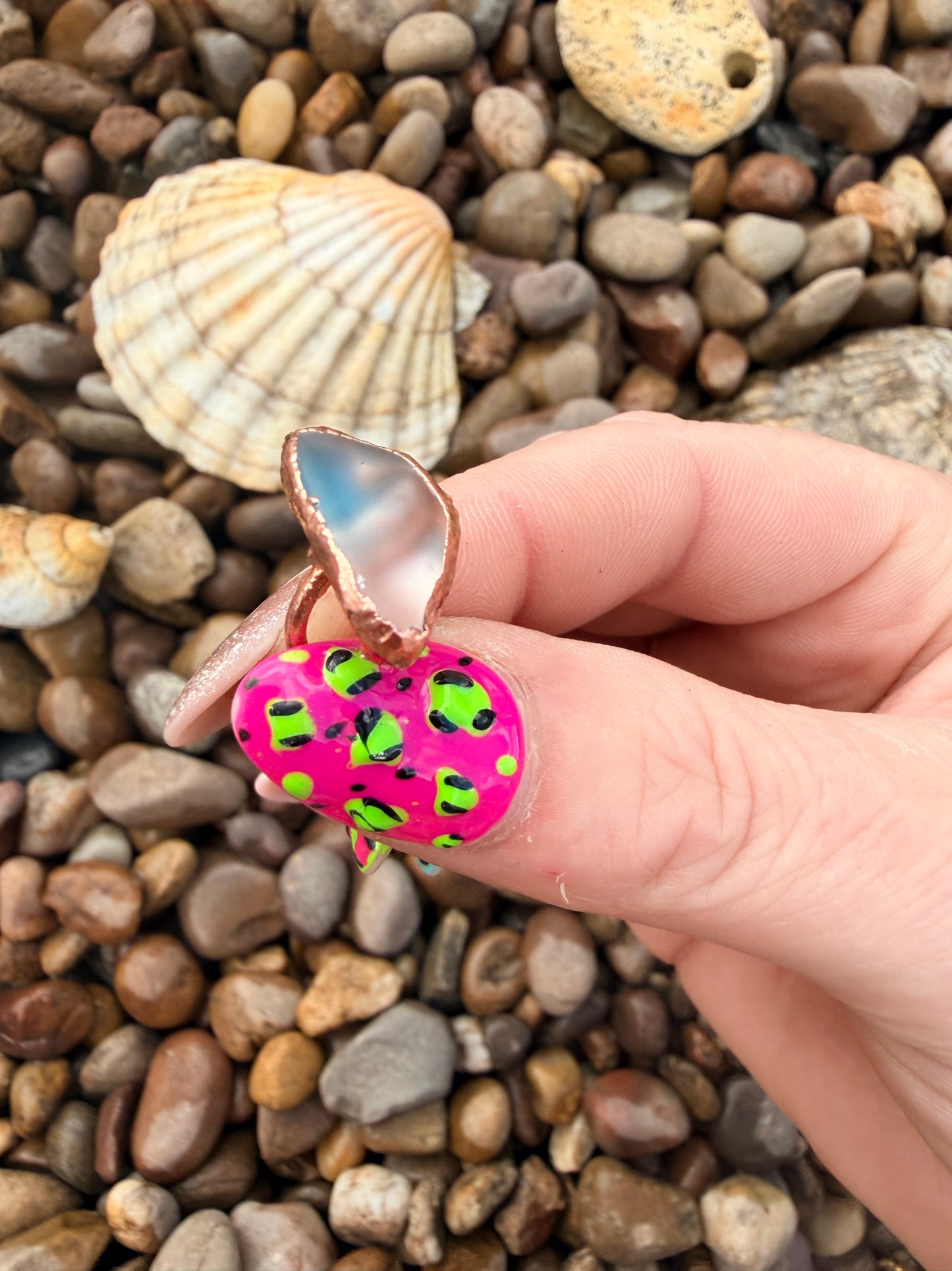 8mm Blue Clear Dyed Sea Glass Copper Dreadlock Ring