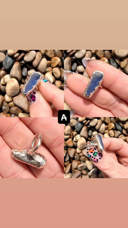 Blue Sea Glass Copper Ring Collection