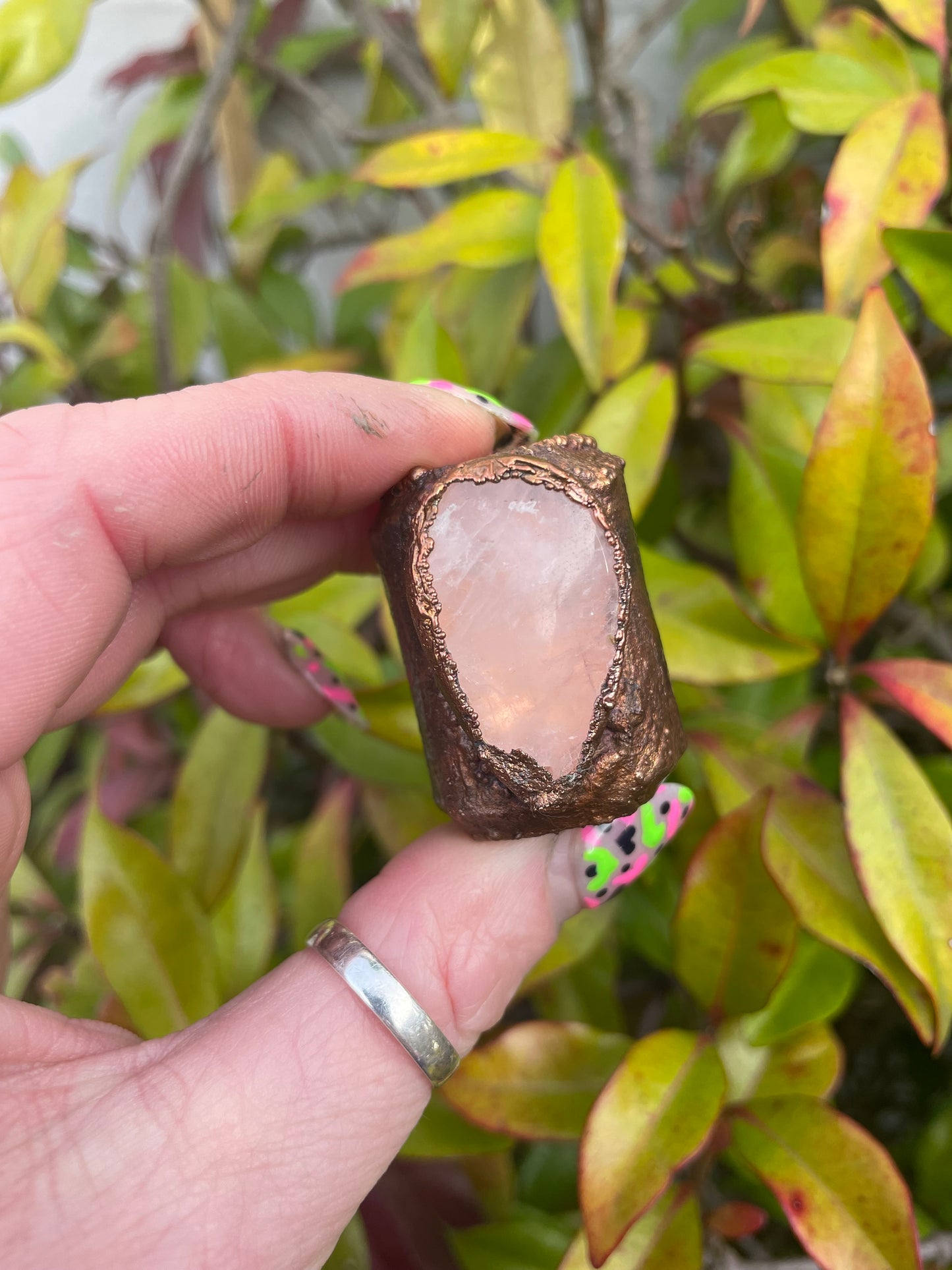 Statement Chunky Rose Quartz Copper Bead