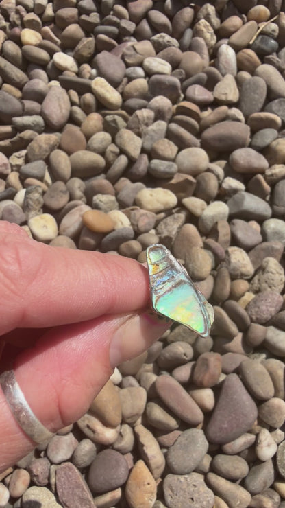 8mm Floating Blue Abalone shell copper dreadlock ring